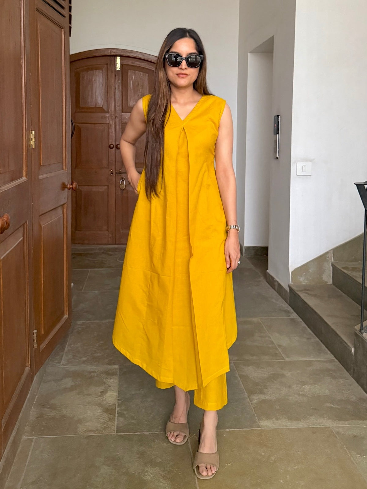 Yellow Cotton Kurta Set