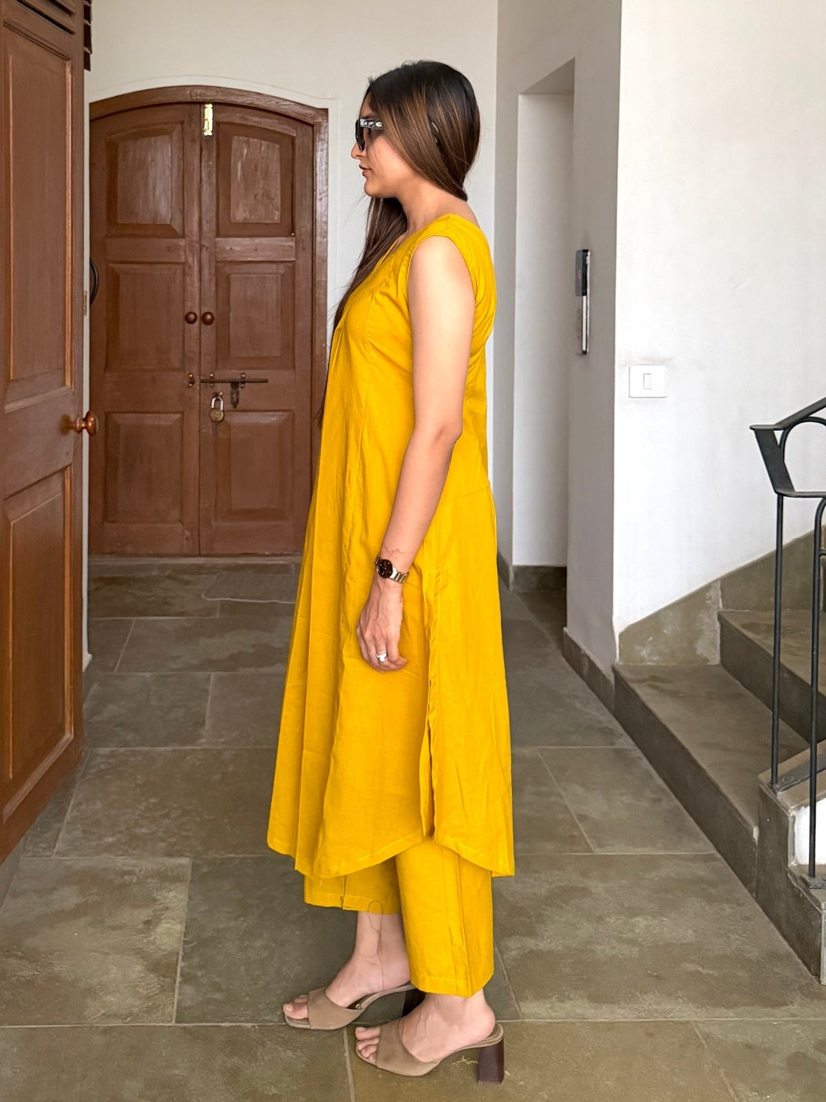 Yellow Cotton Kurta Set