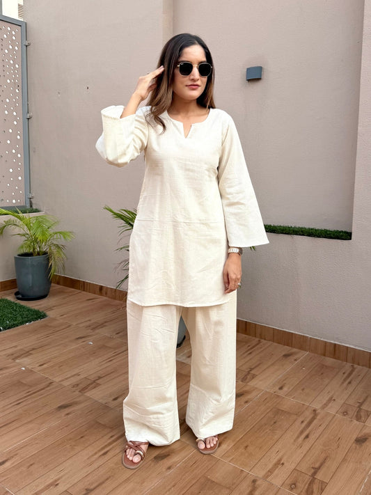 Ivory Linen Farshi Cord Set