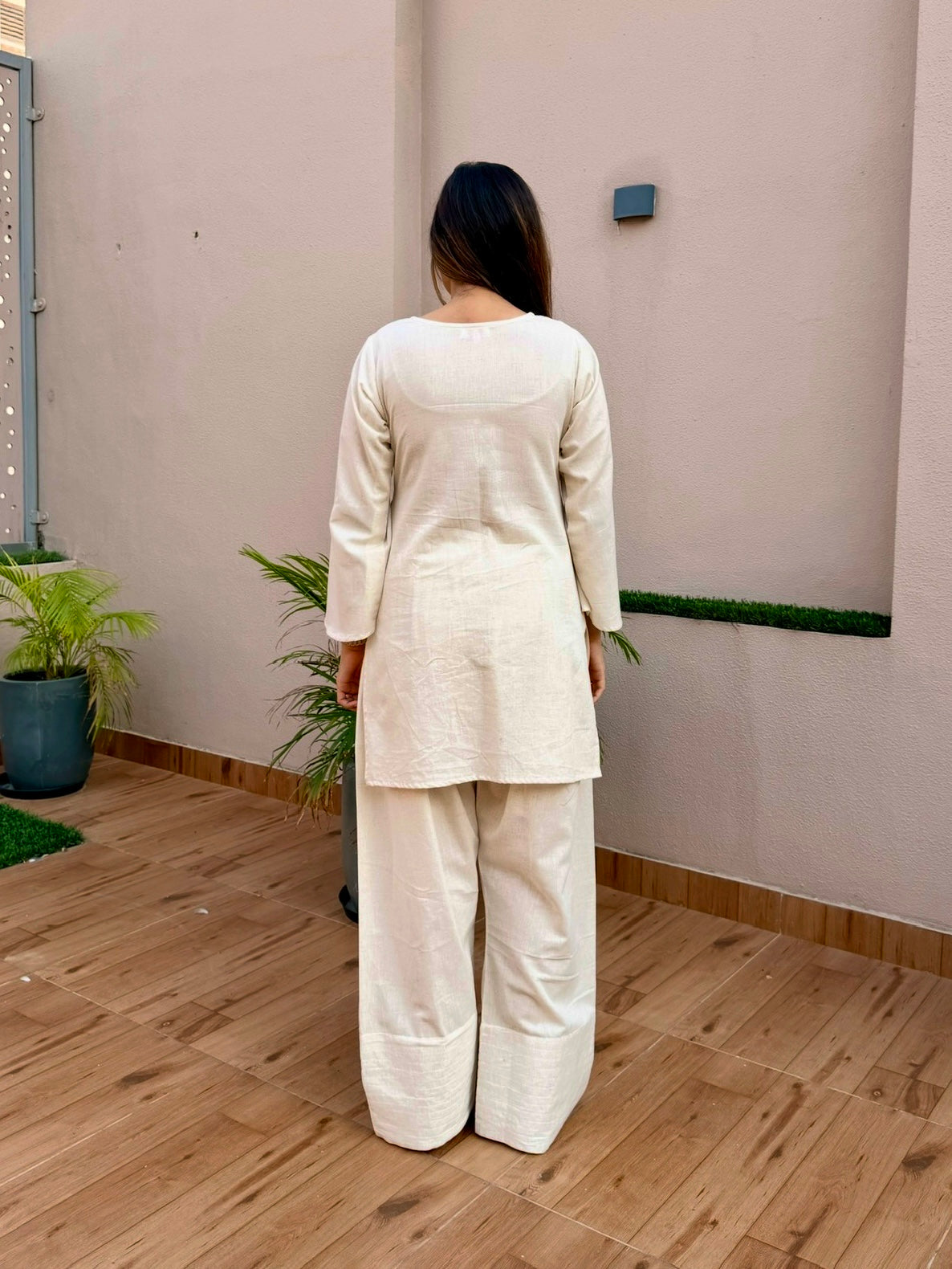 Ivory Linen Farshi Cord Set