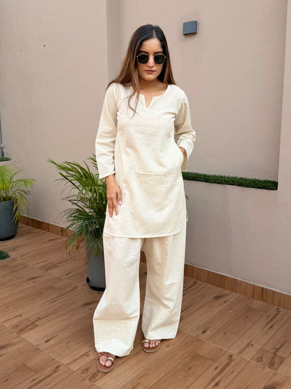 Ivory Linen Farshi Cord Set