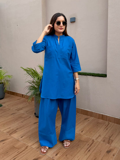 Blue Linen Farshi Cord Set