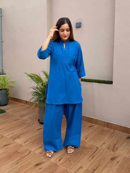 Blue Linen Farshi Cord Set