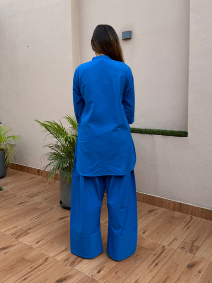 Blue Linen Farshi Cord Set