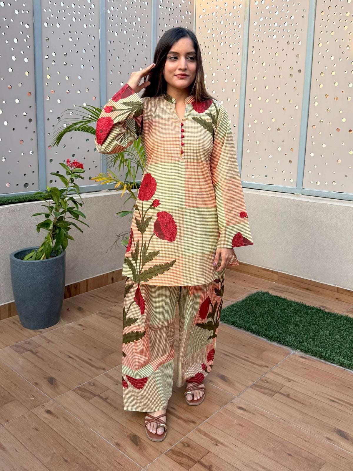 Multi Printed Floral Farshi Cord Set