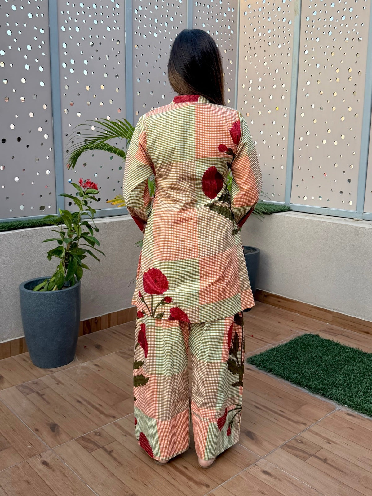 Multi Printed Floral Farshi Cord Set