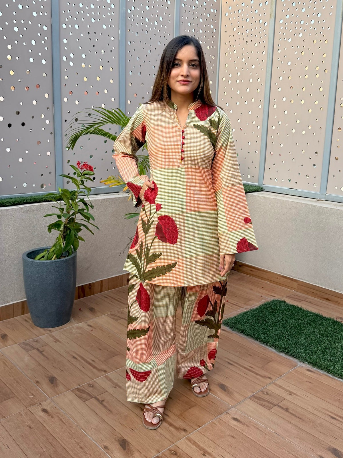 Multi Printed Floral Farshi Cord Set