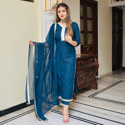 Turquoise Lurex Suit Set