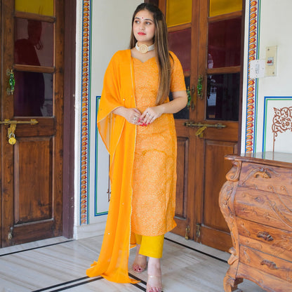 Mustard Zari Suit Set
