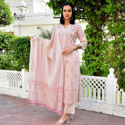 Kian Pink Cotton Suit Set