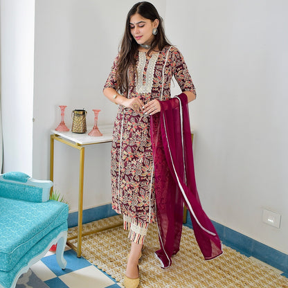 Raspberry Cotton Suit Set