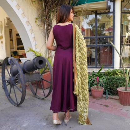 Wine Bagru Suit Set