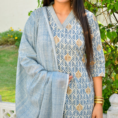 Kian Blue Cotton Suit Set