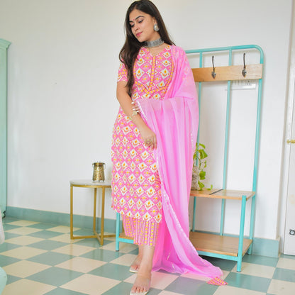 Sehaj Pink Cotton Suit Set