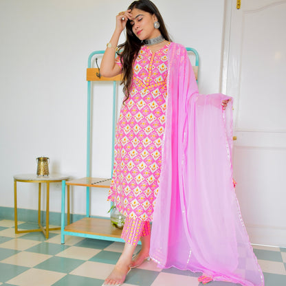 Sehaj Pink Cotton Suit Set