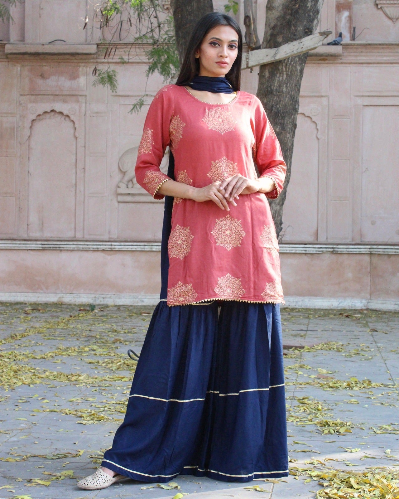 Gold Foil Sharara Set