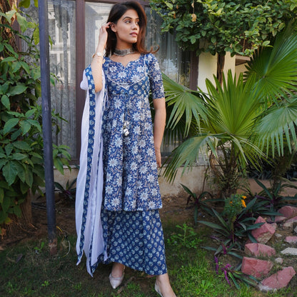 Anaya Indigo Sharara Suit Set