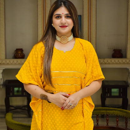 Diya Yellow Kaftan Kurta Set
