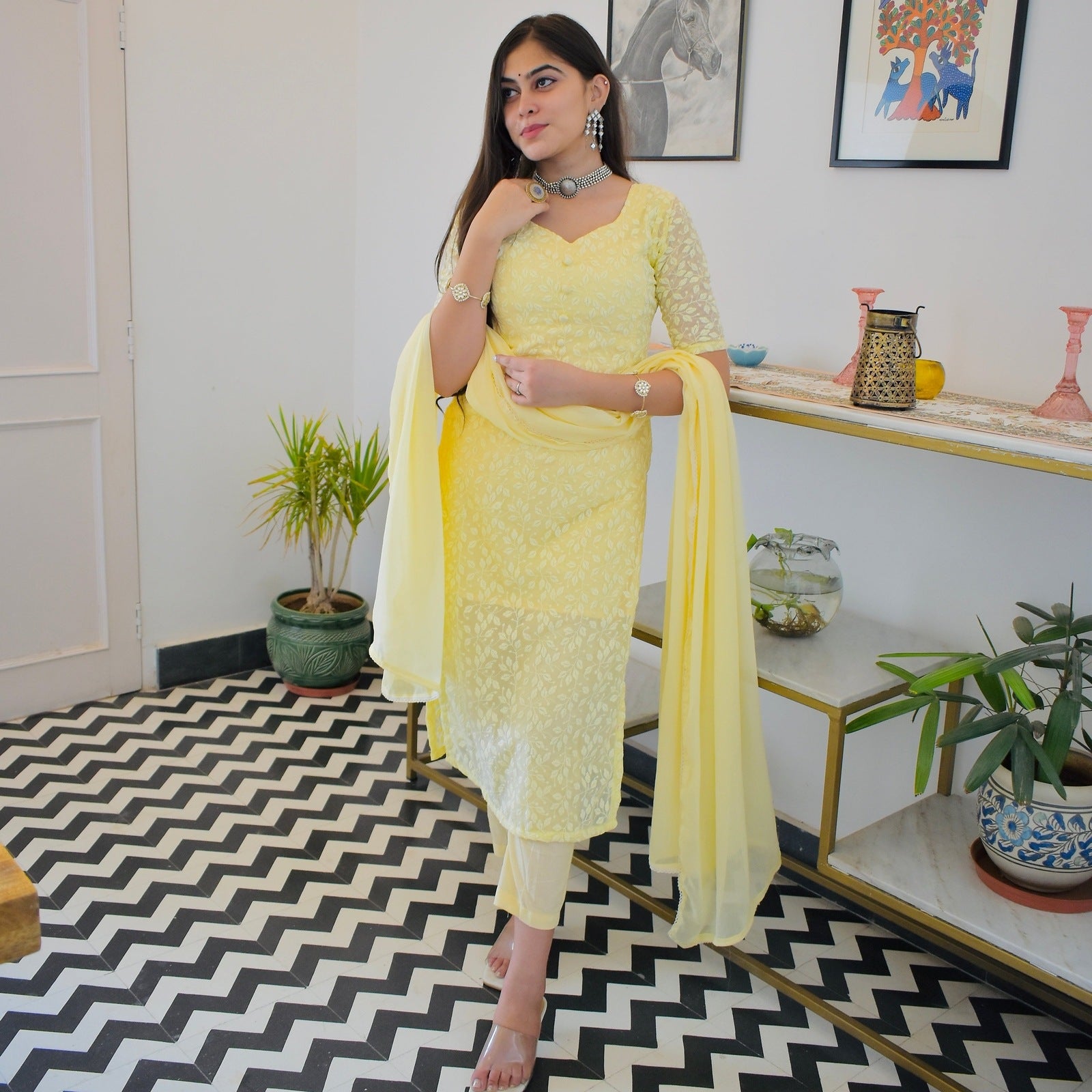 Lime Thread Embroidered Suit Set – Label Krisha