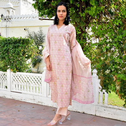 Kian Pink Cotton Suit Set