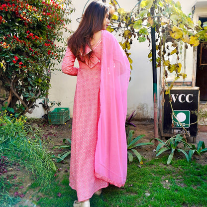 Navya Pink Cotton Suit Set