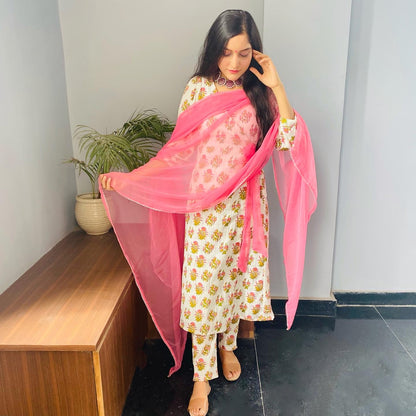 Ivory Block Angrakha Suit Set