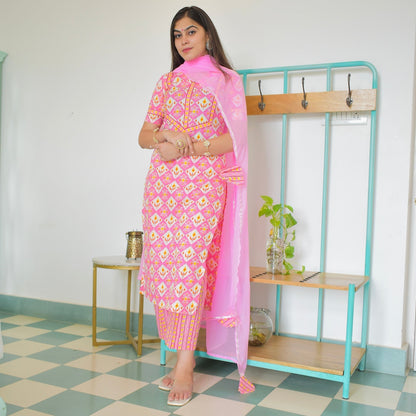 Sehaj Pink Cotton Suit Set