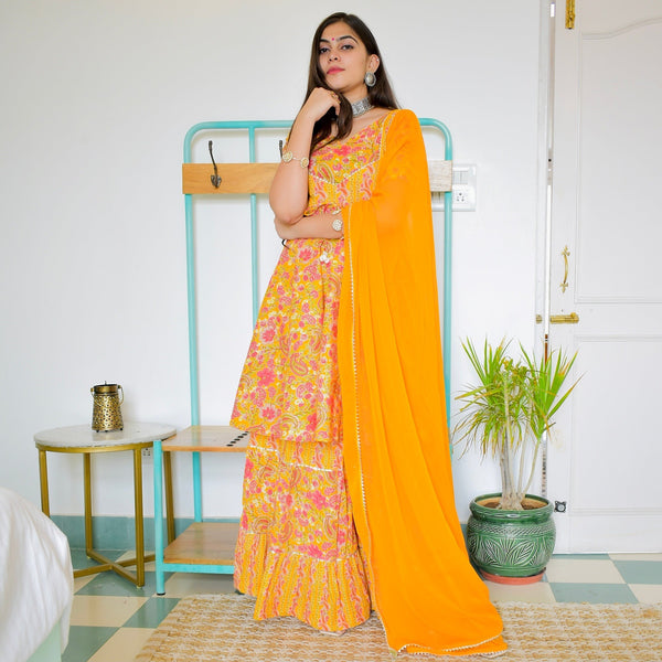 Mango Block Sharara Suit Set