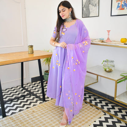 Violet Handpainted Suit Set