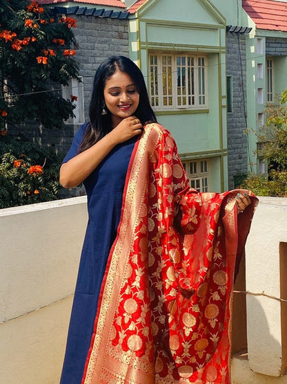 Navy Blue Banarasi Suit set