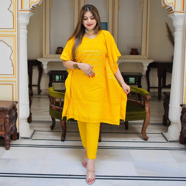 Diya Yellow Kaftan Kurta Set