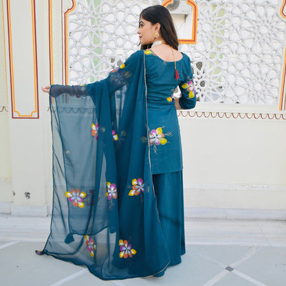 Peacock Handpainted Suit Set