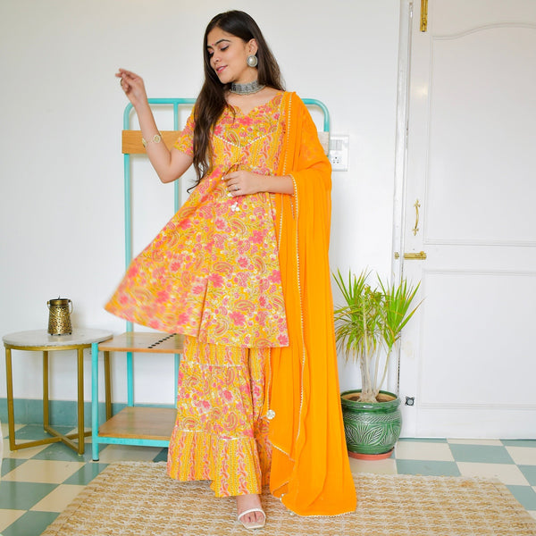 Mango Block Sharara Suit Set