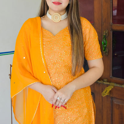 Mustard Zari Suit Set
