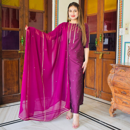 Wine Handwork Suit Set