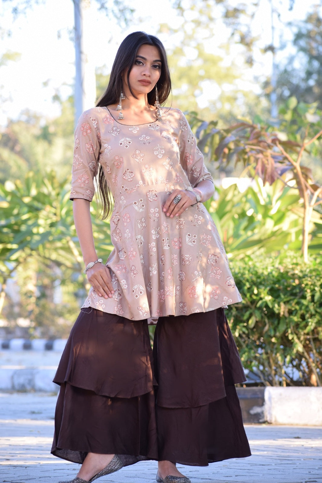 Tan Sharara Kurta Set