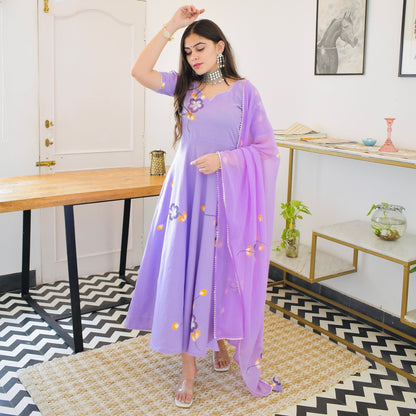 Violet Handpainted Suit Set