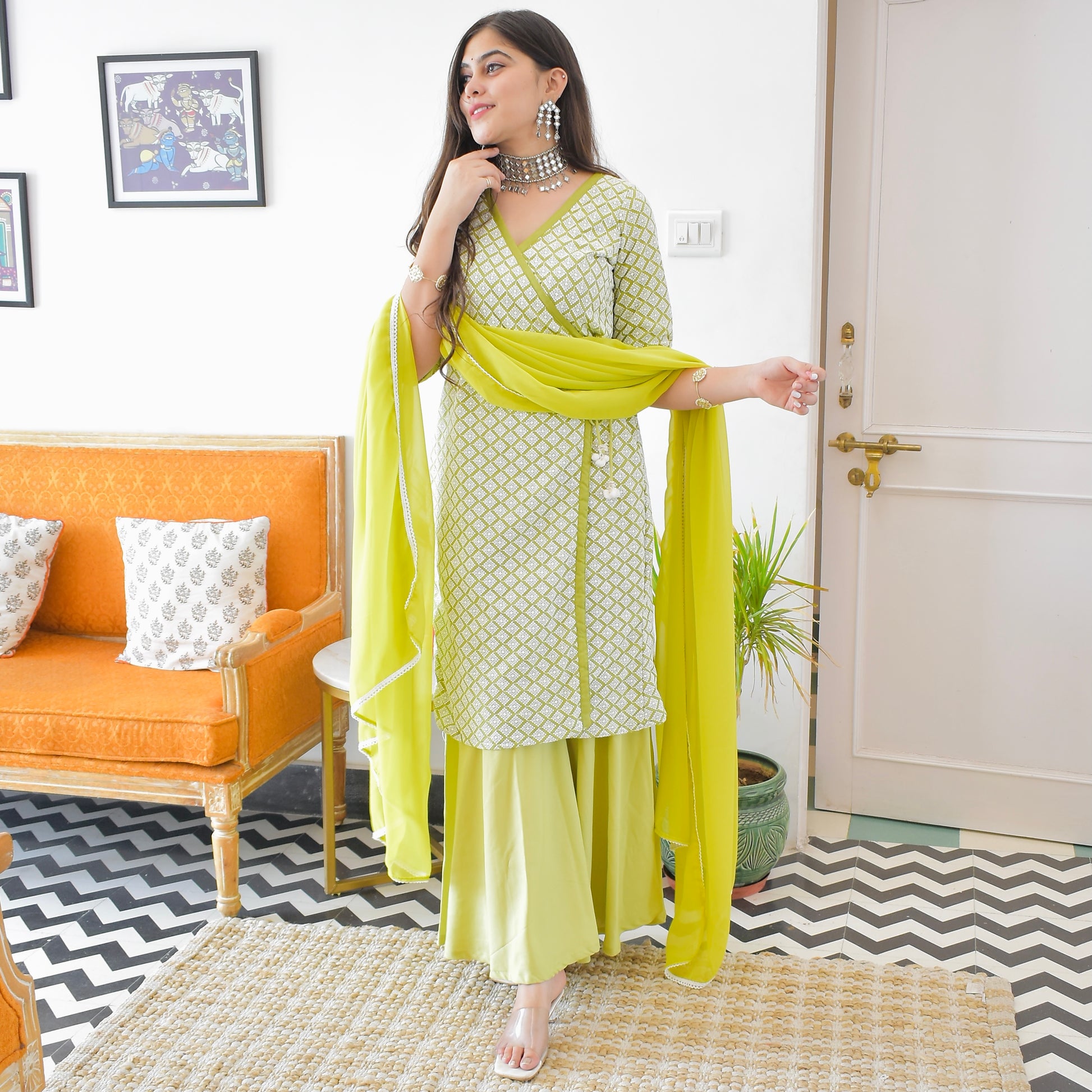 Prisha Green Sharara Suit Set