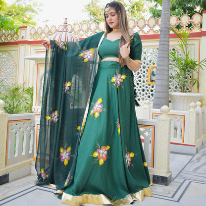 Emerald Handpainted Lehenga Set