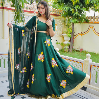 Emerald Handpainted Lehenga Set