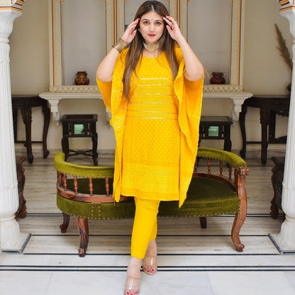 Diya Yellow Kaftan Kurta Set