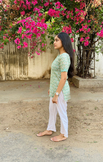 Sea green floral Kurta Set