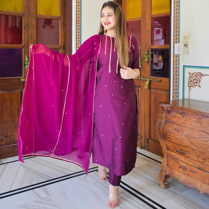 Wine Handwork Suit Set