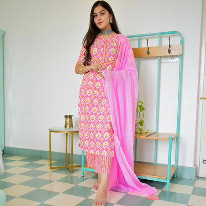 Sehaj Pink Cotton Suit Set