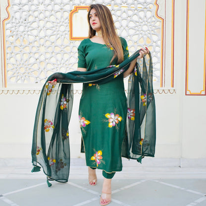 Emerald Handpainted Suit Set