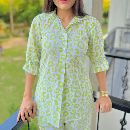 Green Leopard Cord Set