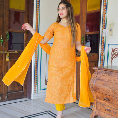 Mustard Zari Suit Set