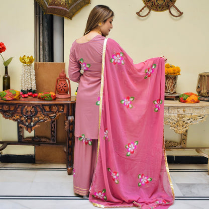 Blush Handpainted Sharara Suit Set