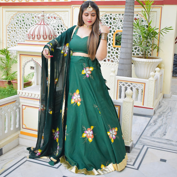 Emerald Handpainted Lehenga Set