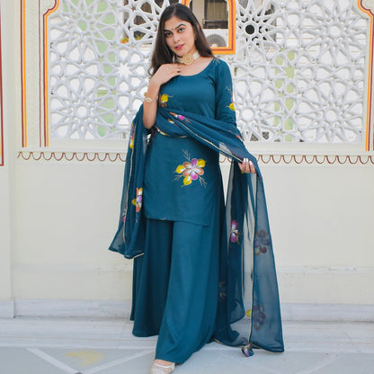 Peacock Handpainted Suit Set